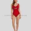 red high waisted swimsuit supplier