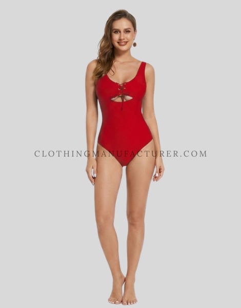red high waisted swimsuit supplier