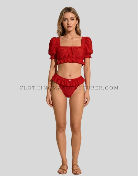 red two piece swimsuit supplier