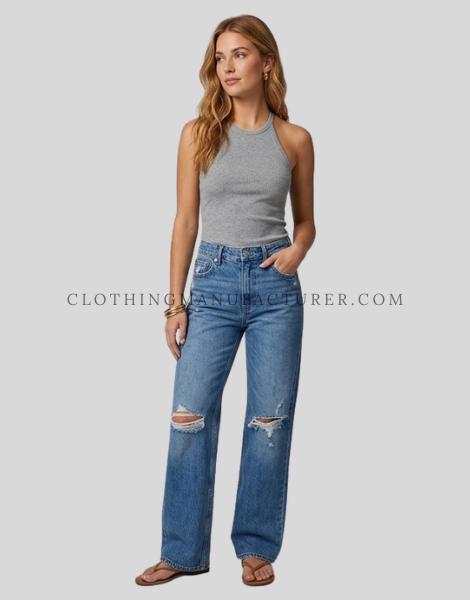 straight leg jeans ripped supplier