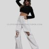 white ripped jeans womens supplier