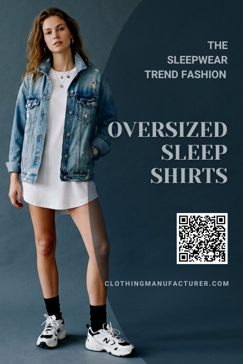 Oversized sleep shirt offering a relaxed fit with modern sleepwear styling.