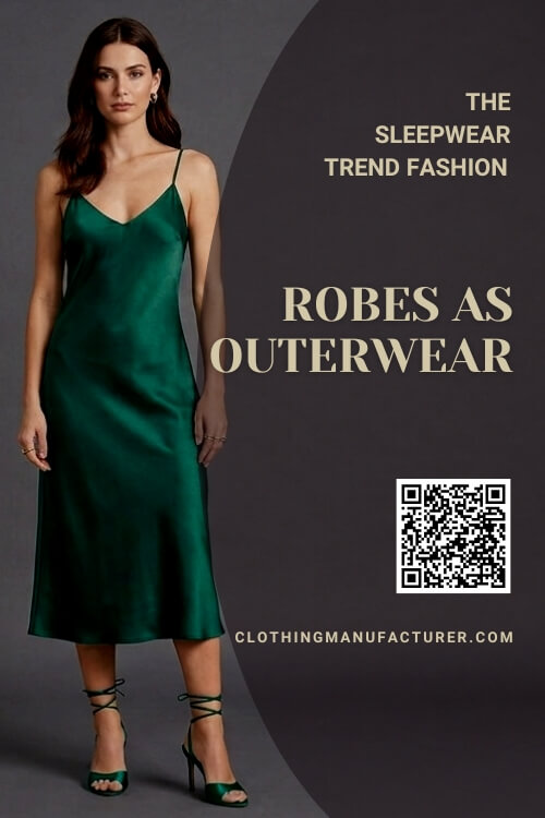 Lightweight robe styled as an outerwear layer for a contemporary fashion look.