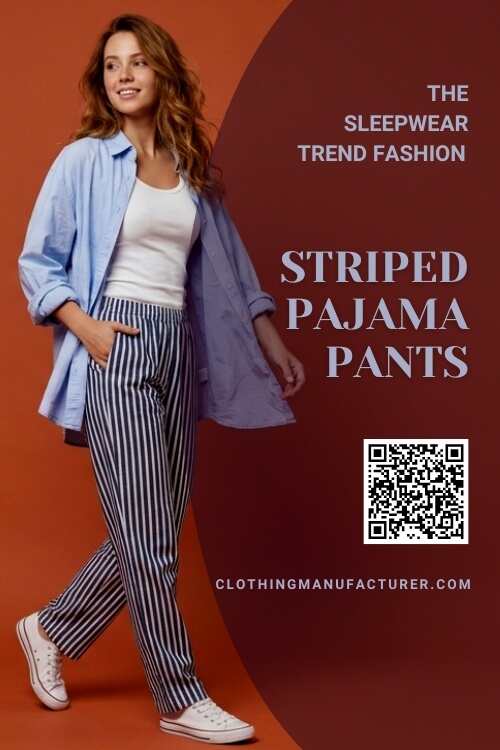 Striped pajama pants styled for both lounging and casual everyday wear.