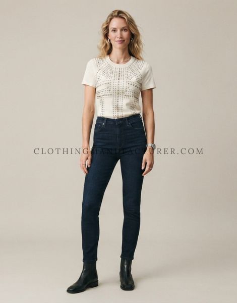 off-white cotton studded top supplier