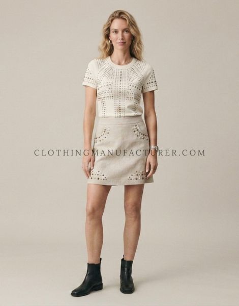 Custom Soft Neutral Shades Studded Top soft neutral shades studded top supplier